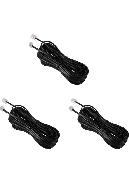 3x RJ11 6P4C Telefon Kablo Kablosu Adsl Modem 10 Metre (Yurt Dışından)
