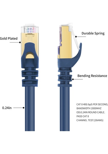 Cat8 Oyun Yüksek Hızlı Ethernet Kablosu 40GBPS 2000MHZ Internet Ağ Kablosu Ethernet 5m RJ45 (Yurt Dışından) fırsatları