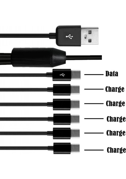 6 Arada USB Tip C Splitter Cable C Veri Iletim Şarj Kablosu Telefon Tablet 1.5m (Yurt Dışından) modelleri