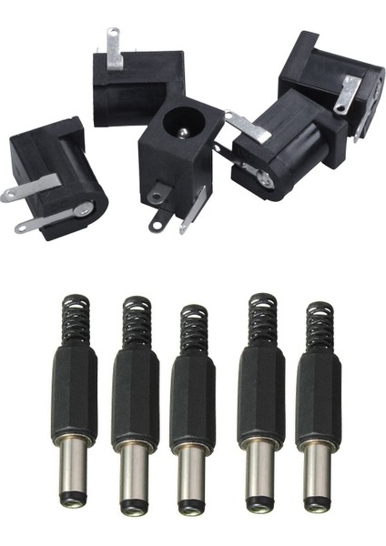 10PCS Jack Dc Güç Fişi Soketi Jack Adaptör Adaptör Konnektörü 5.5mm x 2.5mm Erkek ve Dc 5.5mmx2.1mm Kadın (Yurt Dışından)