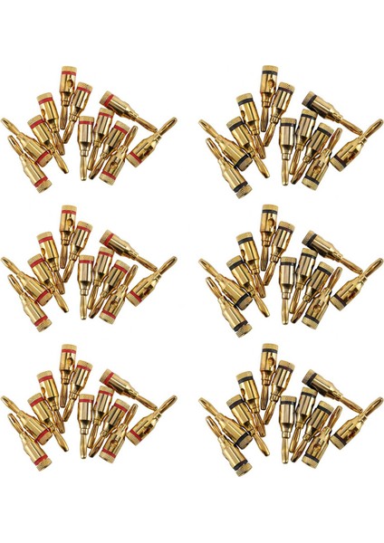 Muz Tapaları Açık Vidalı 24K Altın Kaplama Fişleri Hoparlör Stereo Kablosu, 72 Pack (36 Kırmızı, 36 Siyah) Için Ses Jak Konnektörü (Yurt Dışından)