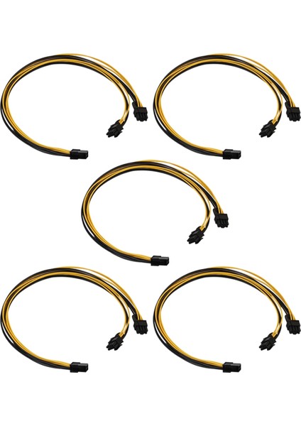 5x Pcı-E Pcı Express 6pin Dişi Ila Çift Çift 2 Portlu 8pin (6+2pin) Erkek F/m Adaptörü Gpu Ekran Kartı Güç Kablosu 18AWG 20CM (Yurt Dışından)
