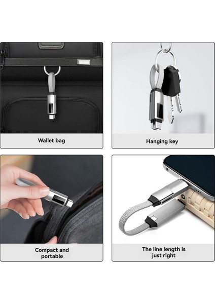 100W Anahtarlık USB Tip-C Huawei /samsung Için Hızlı Şarj Veri Kablosu MacBook Gray Için Anahtar Zincir Kısa Kordonu (Yurt Dışından) fiyatları