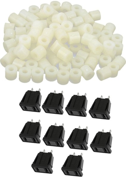 110 Pcs Aksesuarlar: 10 Pcs Abd Tipi Panel Montaj Ac Güç Soket Çıkışı Ac 250V 10A ve 100 Pcs Plastik Silindir Ara Yıkayıcı (Yurt Dışından)