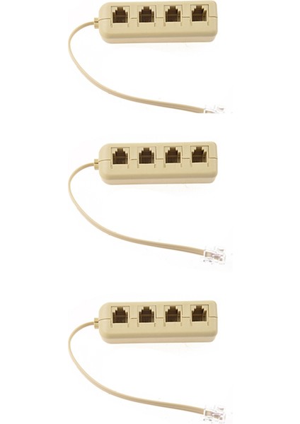 3x RJ11 6P4C - 6P4C 4 Yolu Telefon Hattı Modüler Splitter Adaptör Bej (Yurt Dışından)