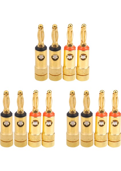 Altın Kaplama Muz Tapaları 2 Kırmızı 2 Siyah 4mm 12 Pcs LL68-4BP1 (Yurt Dışından)