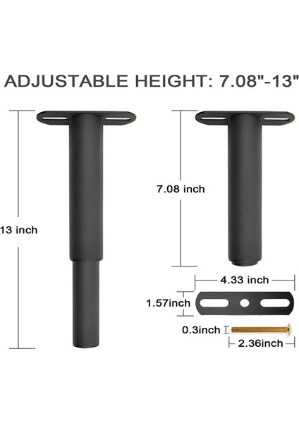 2pcs (7-13.5 Inç) Ayarlanabilir Metal Yatak Çerçevesi Destek Bacakları, Yatak Çerçevesi Merkezi Çıtalar Ağır Destek Bacak Yedek Parçaları (Yurt Dışından) modelleri