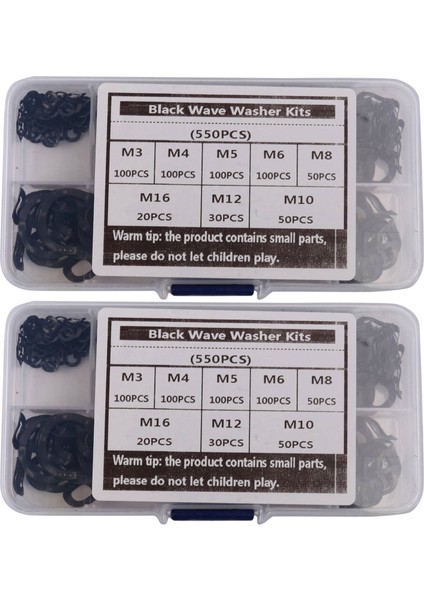 Siyah Çelik Halka Yay Yıkayıcı Üç Dalga Yıkayıcı 65MN Dalga Conta Çiftlik Kitleri M3 M4 M5 M6 M8 M10 M12 M16 (1100 Pc) (Yurt Dışından)