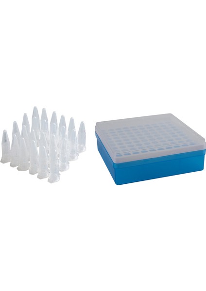 100PCS 1 5ml Laboratuvar Mini Plastik Test Tüpü Santrifüj Şişe Çıtçıt 42X11MM ile 1 Adet Santrifüj Tüp Kutusu Temiz Mavi (Yurt Dışından)