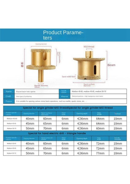Delik Açıcı Öğütücü Matkap Ucu Lehimlenmiş Elmas Delik Matkap Mermer Fayanslar Için Çekirdek Bitler Delik Açıcı Üçgen 40-60 (Yurt Dışından) modelleri