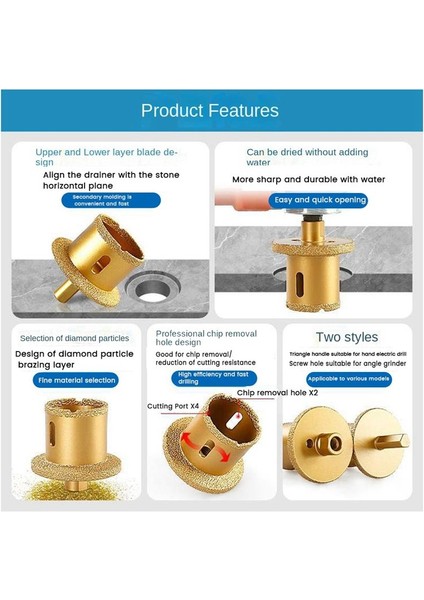 Delik Açıcı Öğütücü Matkap Ucu Lehimlenmiş Elmas Delik Matkap Mermer Fayanslar Için Çekirdek Bitler Delik Açıcı Üçgen 40-60 (Yurt Dışından) indirimleri