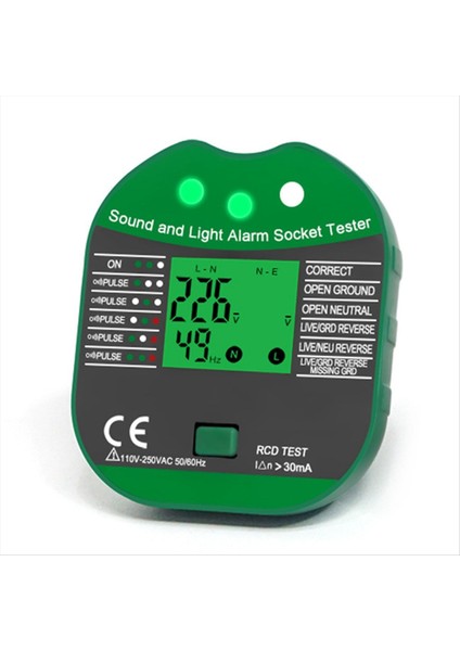 Dijital Ekran Vızıltılı Soket Test Merkezi Voltaj Rcd Test Akıllı Dedektörü Sıfır Hat Polarite Fazını Kontrol Et Ekranlı (Yurt Dışından) indirimleri