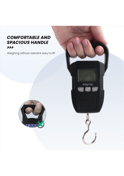 Siyah 60KG/10G LCD Dijital Asma Ölçeği USB Şarjlı Vinç Kanca Ölçekleri Courier Bagajı Ev Tartım Dengesi Araçları (Yurt Dışından) fiyatları