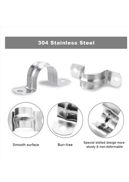 240 Paket M25 (1 Inç) Paslanmaz Çelik Sert Boru Kayışı 2 Delikli Kablo U Braket Kelepçe Askısı (Yurt Dışından) fırsatları