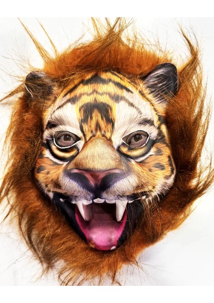 Kahverengi Saçlı Yeleli Aslan Kaplan Kurt Maskesi Peluş 28 No