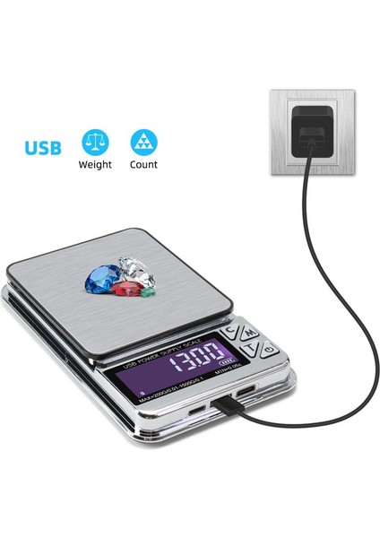 Hassas Mücevher Ölçeği 1000GX0 01G Dijital LCD Sayım Ölçek Paslanmaz Cep Mutfak Ölçekleri USB Ücreti (Yurt Dışından) modelleri