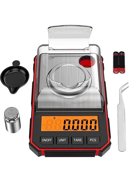 Ince Ölçek 0 001G Dijital Miligram Ölçeği 50G / 0 001G LCD Ekranlı Dijital Cep Ölçeği Laboratuvar Dijital Ölçeği Kırmızı (Yurt Dışından)