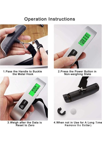 LCD Dijital Asma Ölçekli Bagaj Bavul Bagaj Ağırlık Ölçekleri Ağırlık Aracı Için Kemer ile 50KG/110LB Gümüş (Yurt Dışından) indirimleri