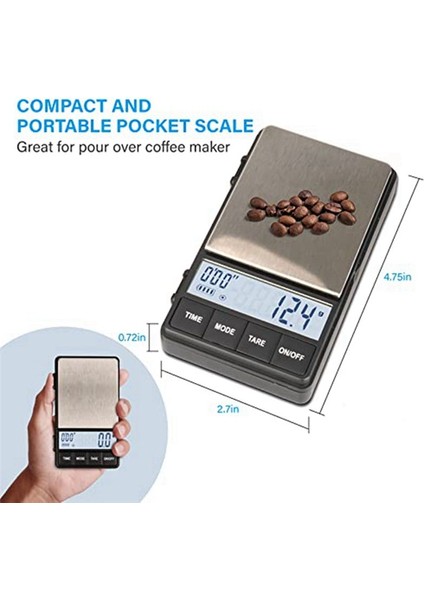 Zamanlayıcı ile Küçük Espresso Ölçeği 1000G x 0 1g Ölçekler Parlak Arkadan Aydınlatmalı LCD Ekran 2 Pil (Yurt Dışından) fırsatları