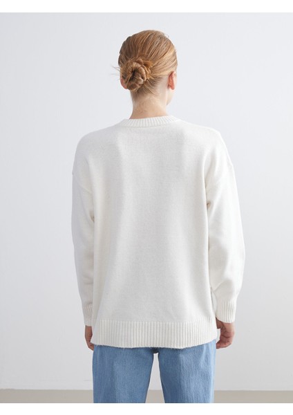 Yeni Sezon Bisiklet Yaka Çiçek Nakışlı Kadın Triko Tunik fırsatları