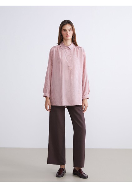 Yeni Sezon Gömlek Yaka Çizgili Oversize Kadın Tunik fiyatları