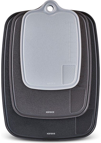 Triocut 3'lü Ölçülü Kesme Tahtası Gri