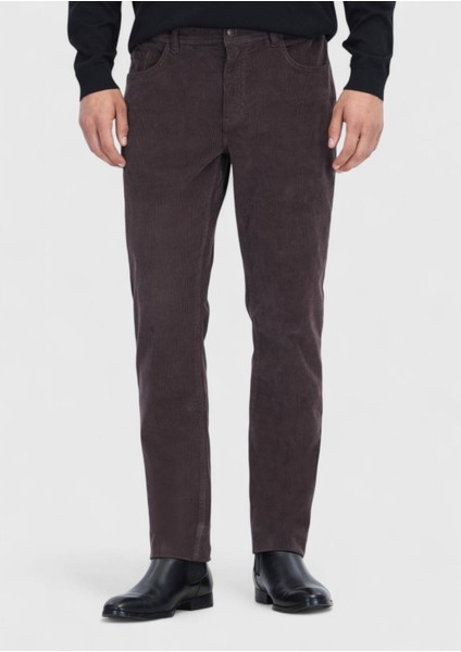 Mürdüm Düz Dokuma Slim Fit Kadife Casual Pamuk Karışımlı Pantolon fiyatları