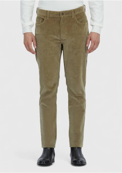 Açık Yeşil Düz Dokuma Slim Fit Kadife Casual Pamuk Karışımlı Pantolon fiyatları