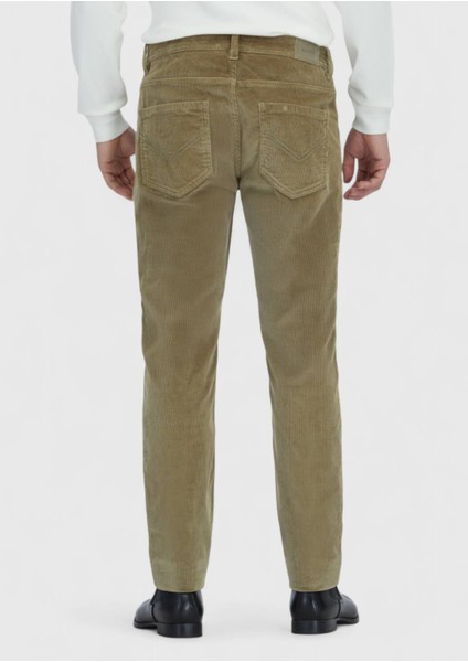 Açık Yeşil Düz Dokuma Slim Fit Kadife Casual Pamuk Karışımlı Pantolon fırsatları