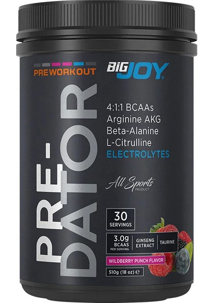 Big Joy Pre Dator 510 Gr Orman Meyve Aromalı Pre-workout Güç Performans