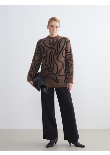 Yeni Sezon Bisiklet Yaka Desenli Kadın Pelüş Triko Tunik fiyatları