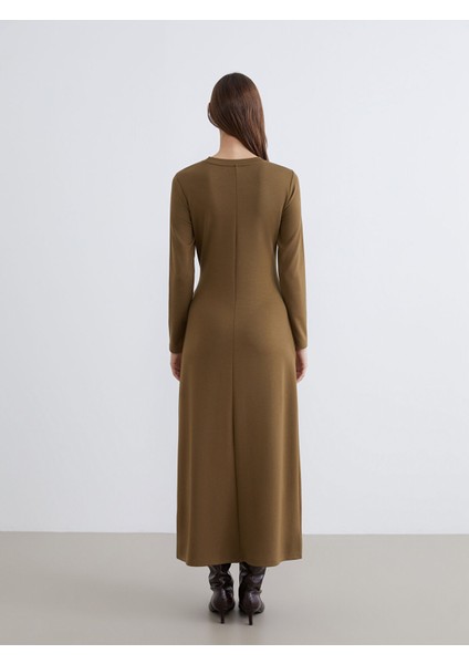 Yeni Sezon Bisiklet Yaka Belden Oturtmalı Elbise fırsatları