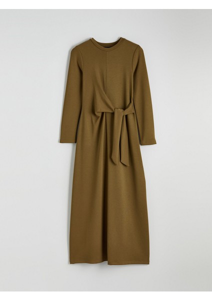 Yeni Sezon Bisiklet Yaka Belden Oturtmalı Elbise indirimleri