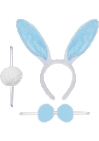 Tavşan Kostüm Seti Renk - Taç, Papyon, Ponpon, Kuyruk
