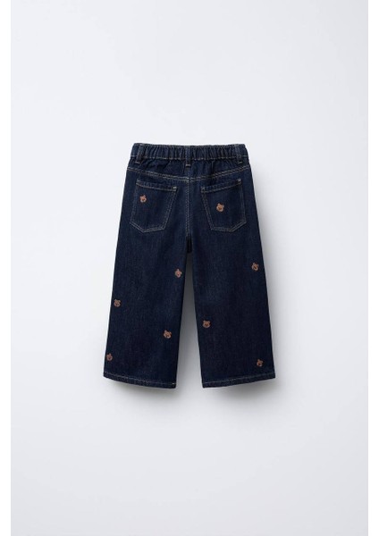 Ayarlanabilir Bel Detaylı Çocuk Denim Pantolon – Nakışlı Boru Paça fiyatları