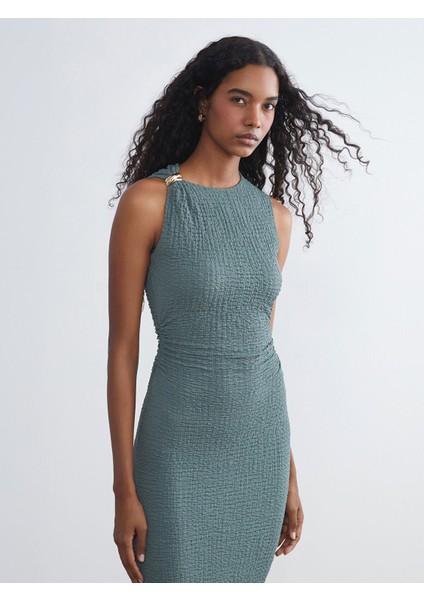 Yeni Sezon Bisiklet Yaka Büzgülü Bodycon Elbise fiyatları