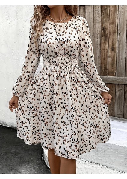 Kadın Uzun Kollu Bot Yaka Beli Lastikli Midi Süprem Elbise fırsatları