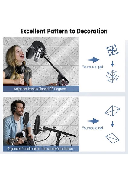 12 Pack Akustik Paneller Kendi Yapışkanlı 12X 12X 0 4 Inç Ses Geçirmez Köpük Paneller Ses Panelleri Yüksek Yoğunluk Beyaz (Yurt Dışından) indirimleri