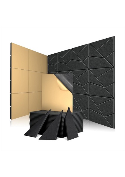 12 Paket Ses Geçirmez Duvar Panelleri Akustik Paneller Stüdyo Ofis Oda Için Kendi Kendine Yapışkan Ses Geçirmez Paneller Emici (Yurt Dışından)