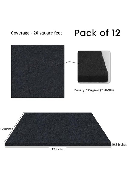 12 Paket Akustik Panel 12 x 12 x 0 3 Inç Duvar ve Tavan Sesi Emici Paneller Ev Için Kayıt Stüdyosu Siyah (Yurt Dışından) fırsatları