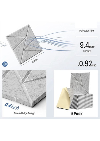 24PACK Akustik Paneller Kendi Yapışkanlı 12X 12X 0 4 Inç Ses Geçirmez Köpük Paneller Ses Panelleri Yüksek Yoğunluk Gümüş Gri (Yurt Dışından) fırsatları