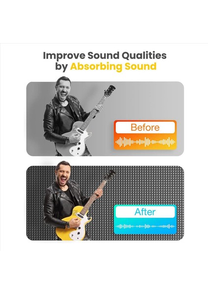 36 Paket Kendi Yapışkan Ses Geçirmez Köpük Panelleri 2X12X12 Inç Piramit Tasarım Akustik Köpük Ev Stüdyosu Siyah + Gri (Yurt Dışından) indirimleri