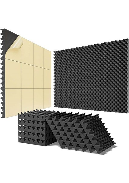 12 Paket Kendi Kendine Yapışkanlı Ses Geçirmez Köpük Paneller 2X12X12 Inç Ev ve Pro Stüdyolar Için Akustik Köpük (Yurt Dışından)