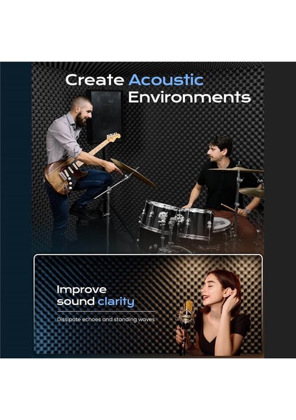 12 Paket Kendi Kendine Yapışkanlı Ses Geçirmez Köpük Paneller 2X12X12 Inç Ev ve Pro Stüdyolar Için Akustik Köpük (Yurt Dışından) fırsatları