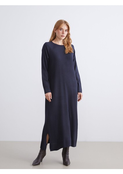 Yeni Sezon Bisiklet Yaka Triko Elbise