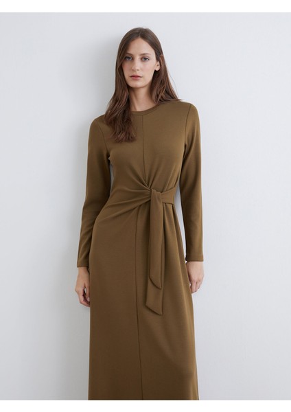 Yeni Sezon Bisiklet Yaka Belden Oturtmalı Elbise fiyatları