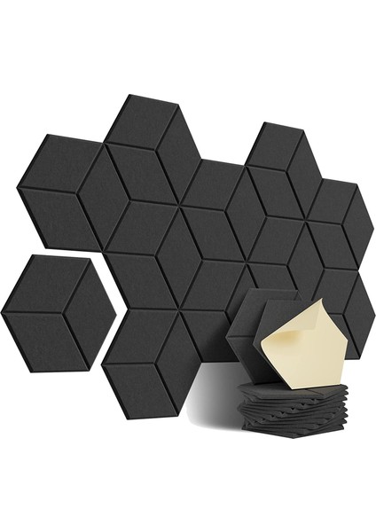 Ses Yalıtım ve Akustik Için 12 Paket Akustik Köpük Kendi Yapışkanlı Ses Geçirmez Paneller (Siyah) (Yurt Dışından)