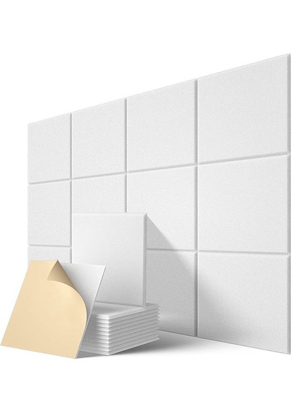 Kendinden Yapışkanlı Akustik Paneller 24 Paket 12 x 12 x 0 4 Inç Ses Geçirmez Dolgu Ev Için Ses Emici Panel Beyaz (Yurt Dışından) fiyatları