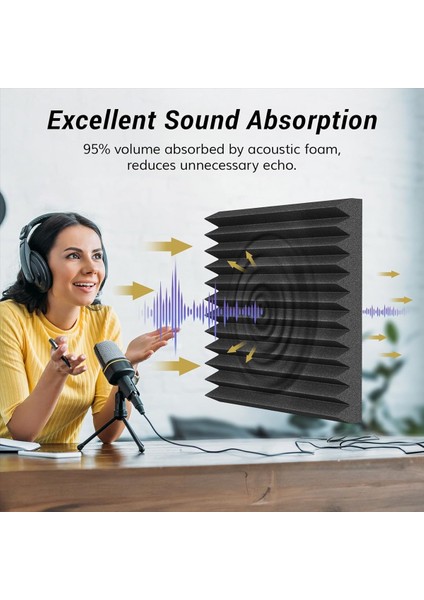 24PACK 2X12X12INCH Kendinden Yapışkanlı Akustik Köpük Paneller Piramit Tasarlanmış Ses Panelleri Ev ve Stüdyo Için (Yurt Dışından) indirimleri