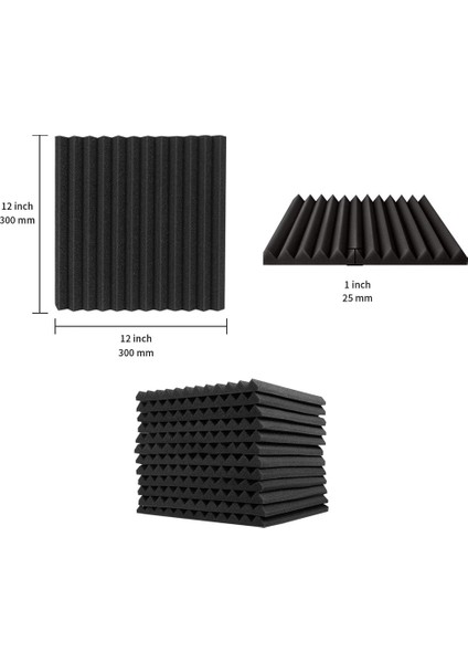 Akustik Köpük Paneller 48 Paket Akustik Paneller 1 x 12 x 12INCH Studio Ses Emici Fayans Kayıt Tavan (Yurt Dışından) fiyatları